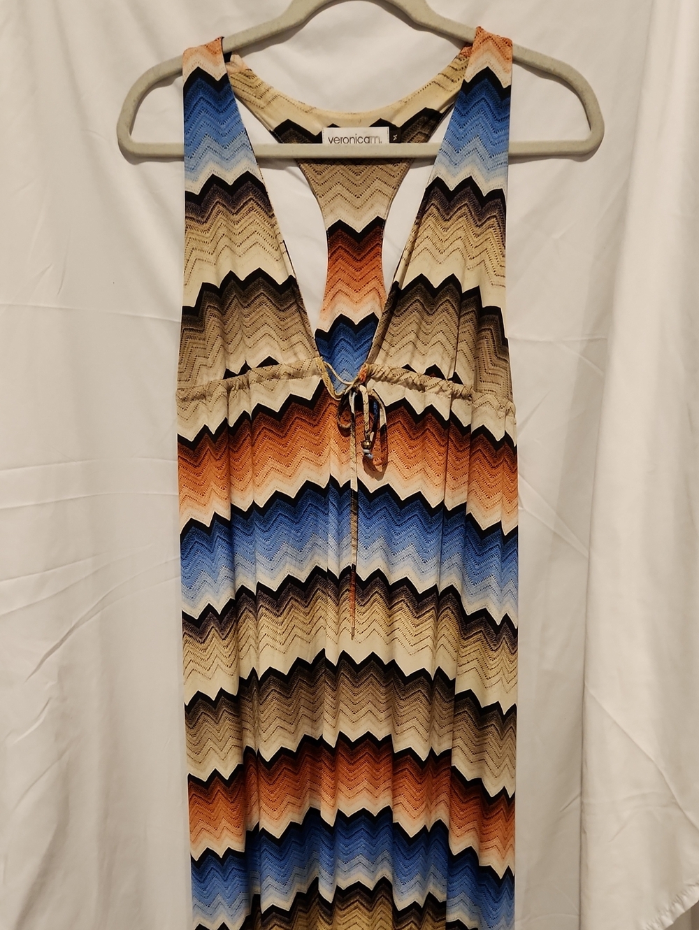 Like New Vintage Veronica M Chevron Racerback Maxi Dress Sunset Orange M